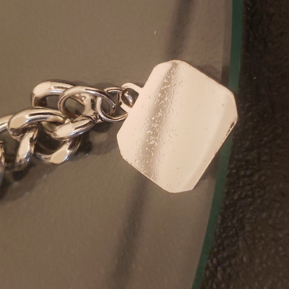 Vintage Lauren Ralph Lauren Silver Chain Belt Black Leather MEDIUM - Picture 5 of 14